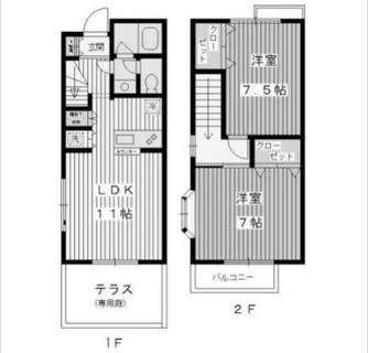 東京都板橋区赤塚２丁目 賃貸テラスハウス 2LDK